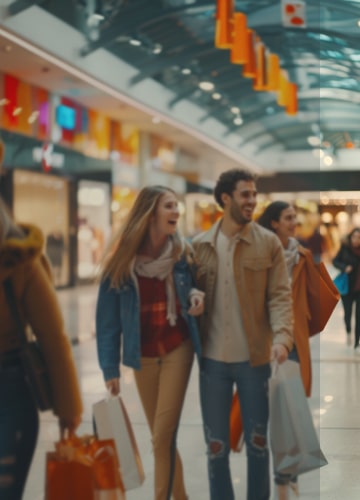 gente feliz disfrutando de una experiencia de compra